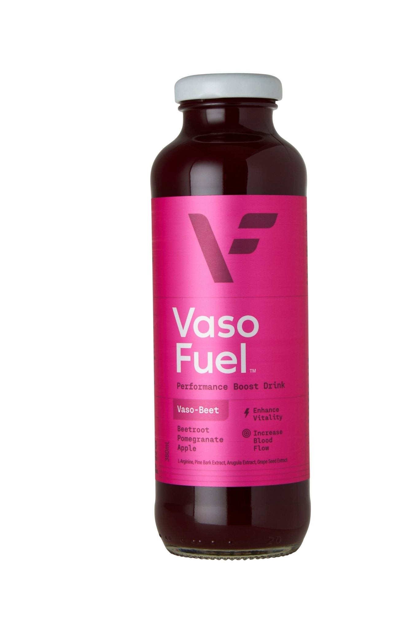 Front view of VASO-Beet VasoFuel drink for pre-workout energy, nitric oxide boost, and natural erection support
