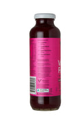 Side view of VASO-Beet VasoFuel drink highlighting natural ingredients like L-Arginine, Arugula, Grape Seed and Pine Bark for nitric oxide and erection support