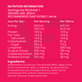 Close-up of VASO-Melon VasoFuel drink nutrition panel showing calories, ingredients, and serving information for pre-workout and natural erection support